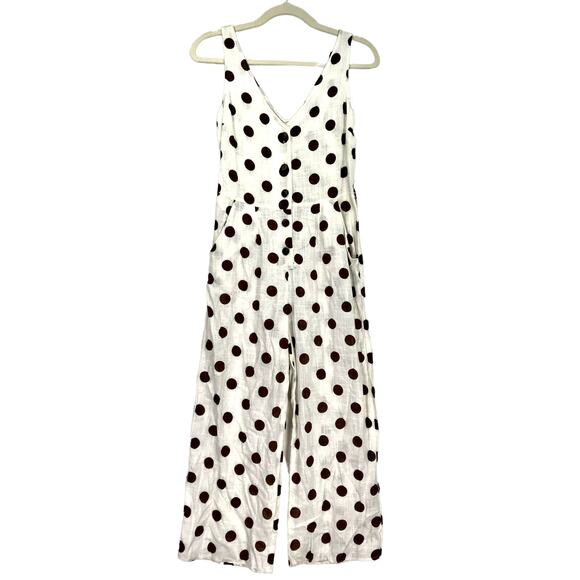 Monteau Jumpsuit Womens Small Linen Coastal Resort Twee Preppy Nautical NO BELT - Picture 1 of 9